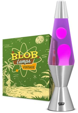 Blob Lamps® Liquid Motion Lamp Vintage Pink Wax Purple Liquid Polished Metal Base & Cap 14.5” Mood Lamp Light