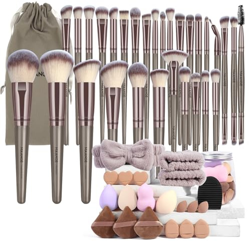 MAANGE Makeup Brushes, 51 Pcs Makeup Tool Set Multi-functional Makeup Brush Set Foundation Powder Blush Concealers Eyeshadows Make up Brushes(Champagne)