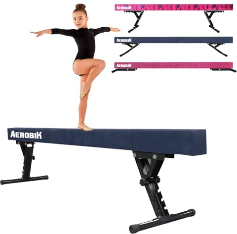 Original Cup Aerobik Poutre de Gymnastique Bleue pour Enfants | Hauteur Réglable sur 5 Niveaux de 16,5 à 56,5 cm | Montage Facile et Sécurité Maximale | Antidérapante