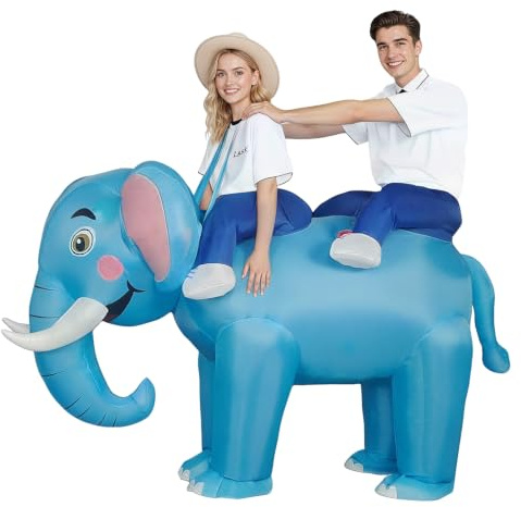 Yatics 2026 Couple Inflatable Elephant Costume, 2-Person Conjoined Elephant Outfit for Friends, Adults, Family Funny Blow Up Ride on Costumes for Halloween, Themed Party