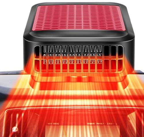 Jaaduem Calentador para Coche de 12V 200W, Calentador portátil 2 en 1 con calefacción y refrigeración rápidas, Calentador de Parabrisas con descongelador Giratorio de 360° y Enchufe