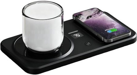 Chauffe-café pour bureau – Chauffe-tasse électrique sans fil pour thé | 3 contrôles de température de chauffage pour boissons, lait, eau, table, bureau, chevet, bureau, cuisine, maison, voyage