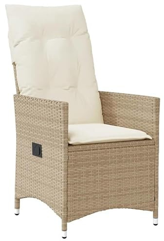 Eleganz Poltrona da giardino in rattan PE con cuscino - Poltrona lounge regolabile per giardino e terrazza - Comoda poltrona relax in acciaio verniciato a polvere
