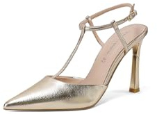 QUEEN HELENA Décolleté Donna con Tacco Alto Cinturino T K4511 (Oro, Sistema Taglie Calzature EU, Adulto, Donna, Numero, Media, 39)