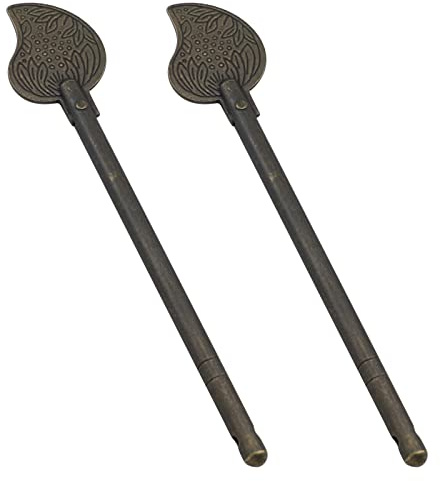 Antrader Set di 2 perni di bloccaggio in bronzo, 11 cm, a forma di foglia, stile retrò, per armadietti, per armadietti