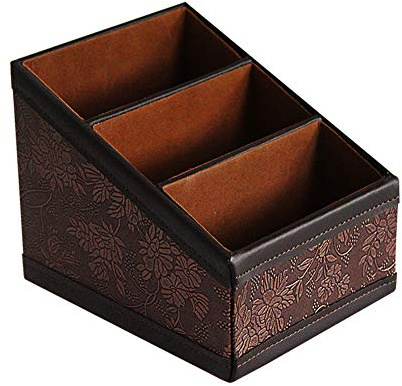 Daixers PU Leather Remote Control Holder Storage Container for TV Remote Phone Caddy Eyeglasses