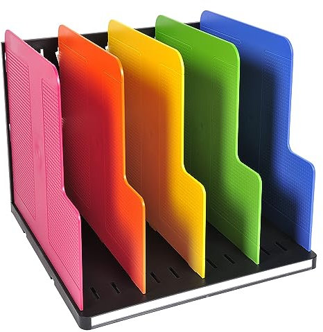 Exacompta - Réf. 390914D - Trieur vertical MODULOTOP avec 5 intercalaires - Pour tri du courrier ou documents A4+ - Dimensions : Profondeur 30 x largeur 29 x hauteur 25,5 cm - coloris noir/arlequin
