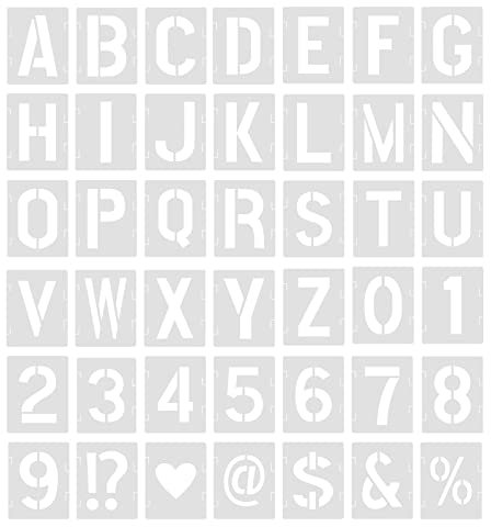 SAVITA 42 Stück Buchstabennummer Vorlage, 8cm Wiederverwendbarer Kunststoff Schablonen Vintage Buchstaben Symbolnummern Bastelschablonen zum Malen von DIY-Kunstprojekten Dekoration
