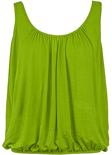 Love My Fashions® Women’s Vest Top Sleeveless Round Scoop Neck Tank Bubble Hem Straps Summer Vest Tops for Women UK Apple Green
