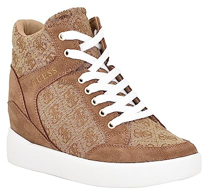 GUESS Women's Blairin Sneaker, Beige/Brown 110, 6 UK
