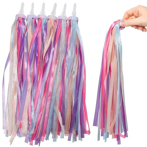 TOYANDONA 3 Pack Bicycle Ribbon Grips, Bike Streamers Set, Colorful Handlebar Tassels, Scooter Tassels Rainbow for Boys Girls, Bike Accessories Carrier, Kids Cycling Streamers