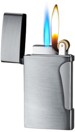 Feuerzeug mit zwei Flammen, nachfüllbar mit Butan-Brennstoff, umschaltbare Soft-/Jet-Flamme, winddicht, verstellbare Flamme, geeignet for Kerzen-Camping-BBQ-Küche, Geschenk for Männer ( Color : B )