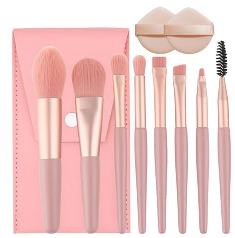 OUDQFCJ 8+2 PCS Mini Pinceaux de Maquillage Ensemble de Pinceaux de Maquillage Professionnels Synthétique Pinceau Maquillage Pour Fond de Teint Blush L'anti-cernes Fard à Paupières Poudre Libre