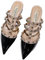 FamMe Damen-Pumps mit spitzer Zehenpartie, Blockabsatz, Nieten, Slingback, klobiger Absatz, Slip-on-Sandalen mit Nieten, Arbeits- und Party-Kleiderschuhe,Schwarz,39