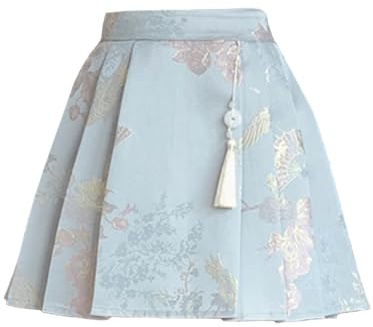 Ulalaza Jupe plissée à Visage de Cheval pour Femmes, Jupe trapèze à Nouer à Fleurs, Style Chinois Vintage Traditionnel Hanfu amélioré Mamianqun