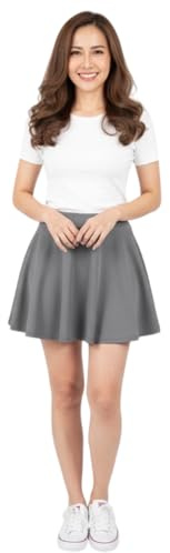 C K CrisKat Gonna corta da donna elastica a pieghe basic pattinatore base gonna tennis, grigio, L