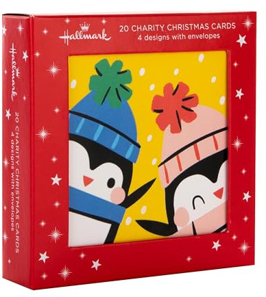 Hallmark Lot de 20 cartes de Noël pour enfants, 4 motifs, personnages festifs, cartes de Noël caritatives, avec enveloppes