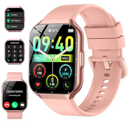 Reloj Inteligente Hombre Mujer, 1.96 Smartwatch Deportivo con 112+ Deportes, Impermeable IP68, Recibir y Contestar Llamadas, sueño y pulsómetro, podómetro, Smartwatches para Android iOS, Rosa