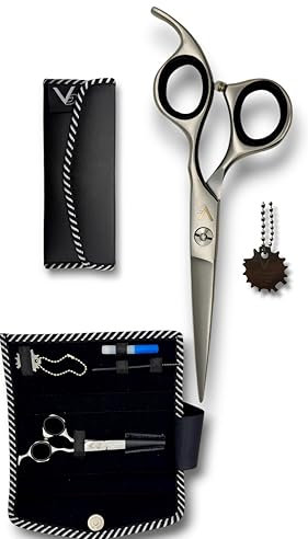 Vida Goods Professional Hairdressing Scissors - Premium J2 420C Stainless Steel Shears with Hand-Sharpened Blades, Adjustable Tension Knob, Barber Shears Kit, Storage Case & Cleaning Kit