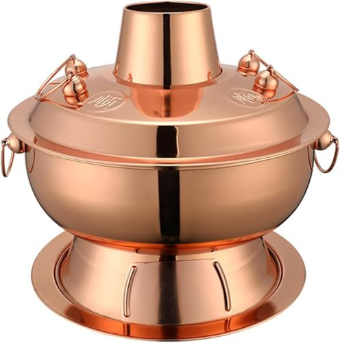 CCKUHN Pentola per stufato Tradizionale Cinese in Rame, pentola per stufato Shabu in Rame Vintage, pentola per stufato Shabu in Acciaio Inossidabile per Alimenti, Pent
