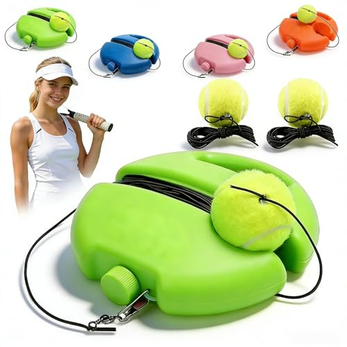 SGRTNN 2026 New Solo Tennis Trainer Rebound Ball, 4 Colors Portable Tennis Movement Trainer for Wall Drills & Parks or Backyard Training (Green with 3 Balls)