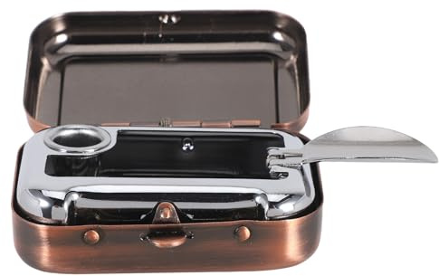 MAGICLULU Cendrier Résistant à l'usure avec Couvercle Coupe-Vent de Poche Portable en Métal Marron, Rectangulaire et Facile à Nettoyer pour Voyage et Camping