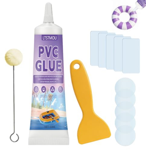 60ml Kit Reparation Piscine, Rustine Piscine, Colle PVC, Kit de Réparation