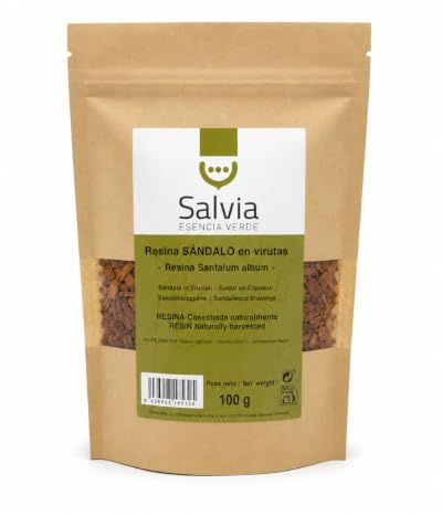 SALVIA | Naturliga sandelträspån 100 g | Fragment av sandelträ | För rökelsetillverkning | Aromaterapi | Meditation | Yoga | Avslappning | Rökelseblandningar | Naturlig doft