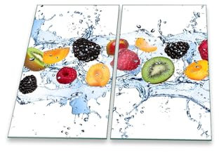 Herdabdeckplatte Abdeckung Ceranfeld Abdeckplatte Schneidebrett 2-Teilig 60x52 Früchte Mehrfarbig Spritzschutz Glasplatte Ceranfeldabdeckung Schutz Herdschutz Sicherheitsglas Glasschneidebrett 2x30x52