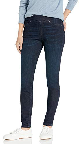 Amazon Essentials Damen Stretch-Schlupf-Jeggings mit mittlerer Leibhöhe - Auslaufmodell, Dunkle Waschung, 36 Kurz