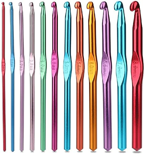 Crochet Hooks Set Aluminium 12pcs Needles 2mm 2.5mm 3mm 3.5mm 4mm 4.5mm 5mm 5.5mm 6mm 6.5mm 7mm 8mm Crochet Set