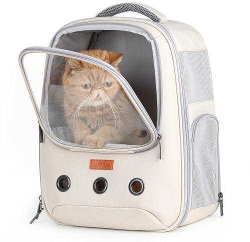 Lollimeow Katzen-Rucksack Hunderucksack für Katzen und Kleine Hunde - Fluggesellschaften zugelassen, Ideal für Katzen und Welpen, Beige