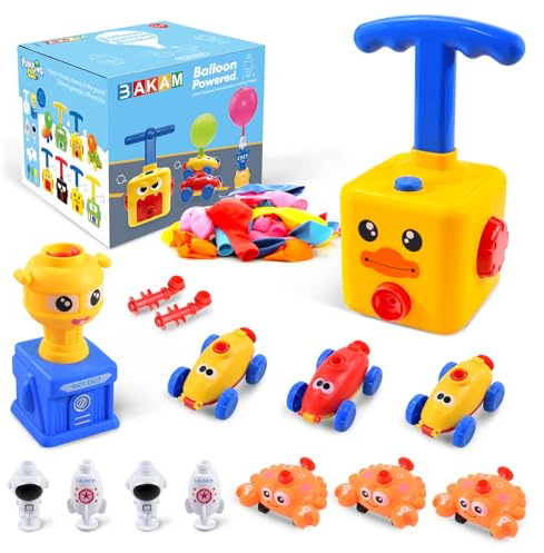 BAKAM Power Balloon Car Toy Set for Kids, Balloon Launcher Car, STEM Toy, Inflatable Car Racer Kit for Boys & Girls (Duck)