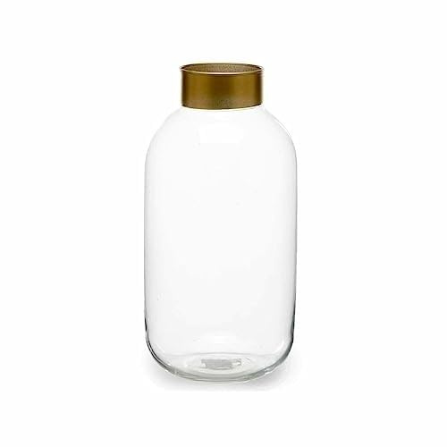 Gift Decor Jarrón Transparente Dorado Vidrio 14,5 x 29,5 x 14,5 cm (6 Unidades)