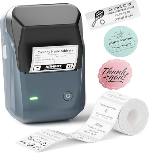 NIIMBOT B1 Etichettatrice Bluetooth con Etichette, App Versatile con 60 Caratteri e 1600 icone, Stampante Etichette Adesive, Compatibile con iOS Android e PC, per Ufficio Negozio Casa Cucina