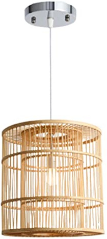 CSSYKV Lustre en Bambou en Matériau Naturel avec Suspension À Baldaquin en Bois Decoration Lighting E27 Lampe Vintage en Bambou Tissé Lustre Industriel pour Salon, Salle À Manger-1 Paquet