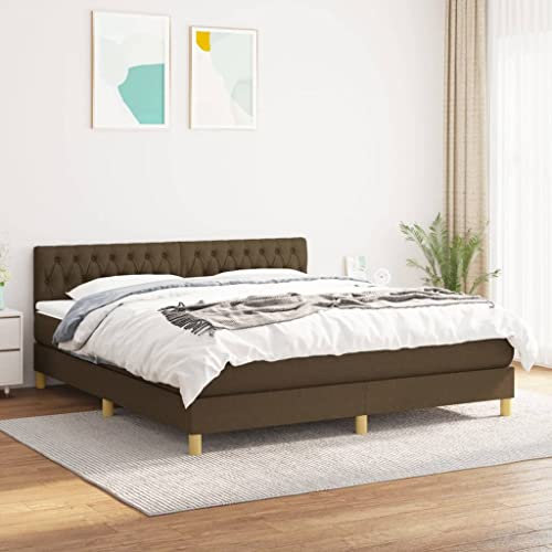 KOIECETA Boxspringbett mit Matratze Dunkelbraun 180x200 cm Stoff