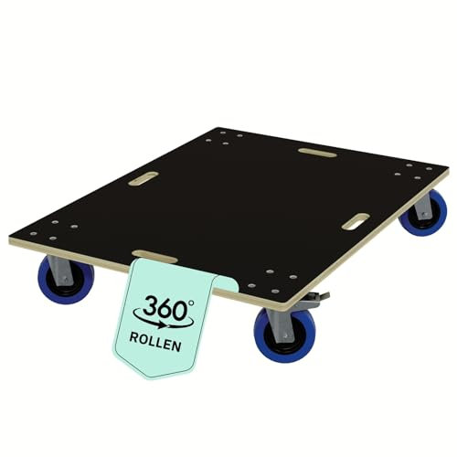 HAGO24 Möbelroller mit Bremse in 60x80cm I Schwerlast-Rollbrett bis 800kg I Möbel-Transportroller mit Griffmulden I hochwertiger Rollwagen für Umzug I Stabile Transporthilfe mit Rollen