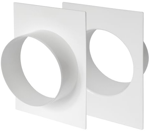 6 Inch / 150 mm Pack of 2 Duct Connector Flanges - Plastic Straight Pipe Wall Plate for Heating Cooling Ventilation System - Plumbing or Air Exhaust and Inlet Fitting