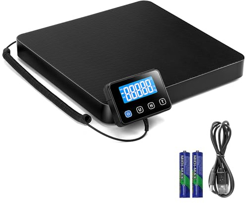 Drcowu Grande Balance d'expédition 200kg/440lb, Balance postale digitale de avec Hold et Tare, Précision de 10g, Balance numérique pèse-lettres en acier inoxydable, affichage LCD séparé