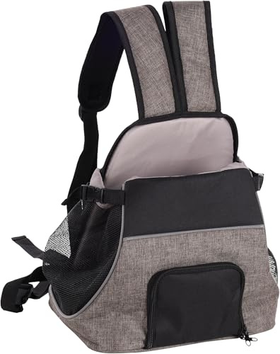 Hundetasche - Bauchtrage Xanty Taupe – 29x23x38cm – Polyester – Öffnung Kordel – Reflektoren – Boden herausnehmbar – Sicherheitsleine – Schulter- & Taillenriemen