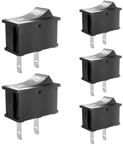 SCOOYUCK 5 Stücke Wippschalter, Mini SPST 10mm x 15mm 2 Polig ON/OFF 12V 24V 125V 250V Kippschalter, für Auto Boot haushaltsgeräte