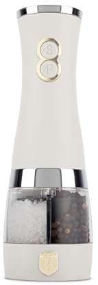 Berlinger Haus Moulin à sel et poivre électrique 2 en 1 / crème mate / avec broyeur en céramique / piles : 6 pièces AA (non incluses) / collection Sahara