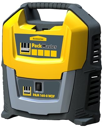 SCHNEIDER PackMaster Compresor portátil en formato maleta de 0 litros, compresor sin aceite con manguera flexible, presión máxima: 8 bares, potencia: 1,5 CV, nivel de ruido: 88 dB LwA