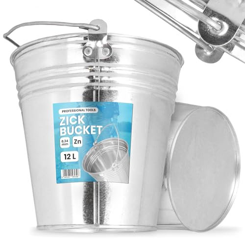 Cubo Cubeta 12L Metal Zinc Hoja Acero Galvanizado Robusto Trabajo Multiuso Construcción Limpieza Calidad Agua Jardín Carbón Cemento Mortero