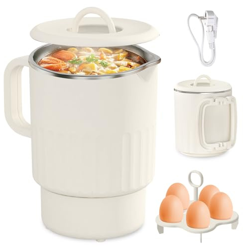 Bollitore pieghevole da 1 l, in acciaio inox, 600 W, da viaggio, campeggio, senza BPA, in acciaio inox, portatile, per esterni e viaggi