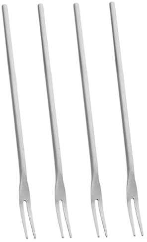 Gcroet 4 st saltgaffel, 13 cm gafflar i rostfritt stål med långt handtag, 2-färgad spegel polerad fruktgaffel, återanvändbara efterrättsgafflar för gurka sallad cocktail tårta pickle..