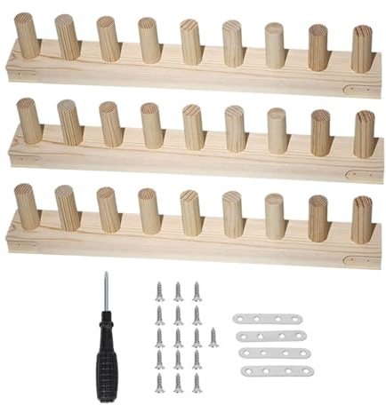 Tachiuwa Wooden Knitting Loom Hand Knitting Kit Reusable Weaving Frame Sturdy Easy Assembly Bulky Blanket Loom, 3 Section