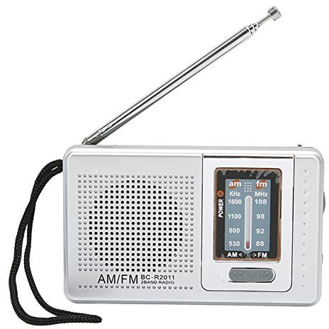 TARSHYRY Bärbar AM FM-radio, Inbyggd 5W Premium Bashögtalare med Kraftfullt Chip för Klart Tjockt Ljud och Känslig Signal, för Nödpaket för Utomhusresor Silvergrå