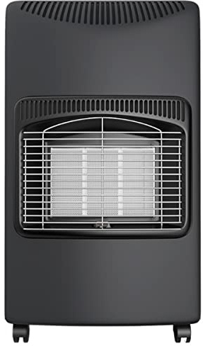 NIKLAS - Riscaldamento supplementare a gas 4200 W + connettore incluso 3 livelli di riscaldatore - Poello a gas a infrarossi grigio su ruote, accensione facile piezo, interno 120 m3